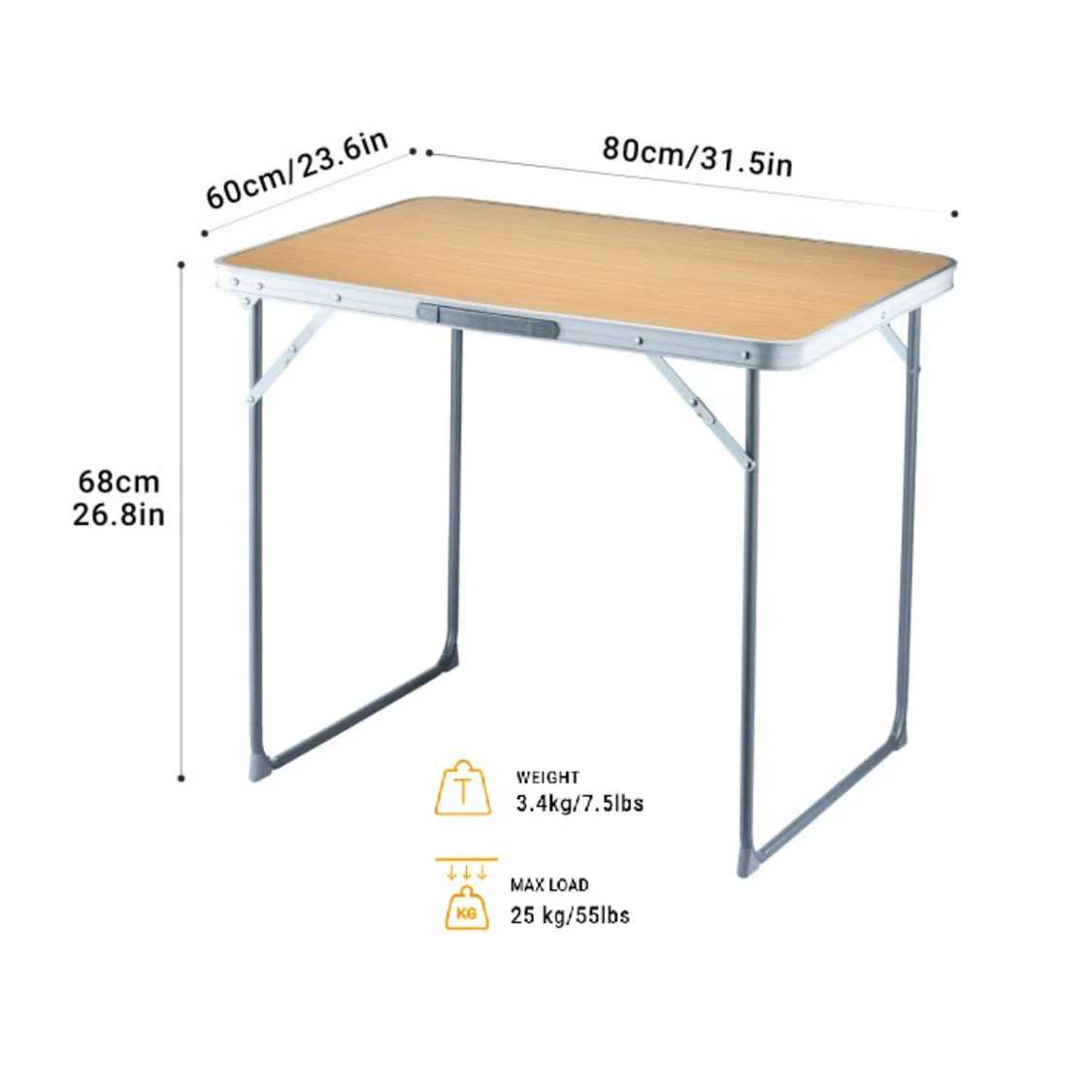 Lightweight Foldable 80 x 60 Camping Table - Image 6